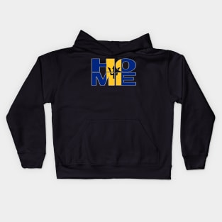 Barbados Flag Collection Spelling HOME - Bajan - Soca Mode Kids Hoodie